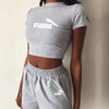 2 Pieces Set Women Summer O-Neck Casual Crop Top 2020 Female Clothing Tracksuit Pockets Loose Shorts Two Pieces freeshipping - Josephine-giang