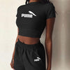 2 Pieces Set Women Summer O-Neck Casual Crop Top 2020 Female Clothing Tracksuit Pockets Loose Shorts Two Pieces freeshipping - Josephine-giang