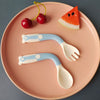 2 Pcs/Set Cute Cartoon Food Grade PP Baby Spoon Tableware Bendable Baby Utensil Spoon Fork Feeding Dishware Set freeshipping - Josephine-giang