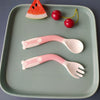 2 Pcs/Set Cute Cartoon Food Grade PP Baby Spoon Tableware Bendable Baby Utensil Spoon Fork Feeding Dishware Set freeshipping - Josephine-giang