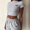 2 Pieces Set Women Summer O-Neck Casual Crop Top 2020 Female Clothing Tracksuit Pockets Loose Shorts Two Pieces freeshipping - Josephine-giang