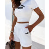 2 Pieces Set Women Summer O-Neck Casual Crop Top 2020 Female Clothing Tracksuit Pockets Loose Shorts Two Pieces freeshipping - Josephine-giang