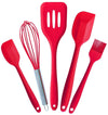 5PCS Silicone Kitchen Utensils Silicone Spatula Silicone Cooking Utensils Set Red FDA Approved Hygienic Solid Coating freeshipping - Josephine-giang